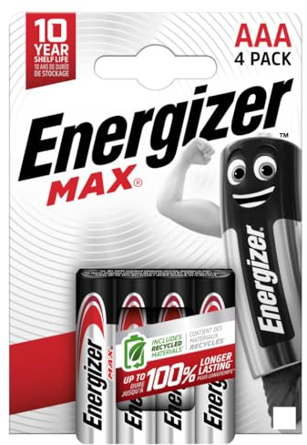 Energizer Max AAA Batteries, Alkaline, 4 Pack