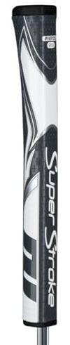 SuperStroke Zenergy Pistol 2.0 - Empuñadura para putter de golf sin cono mejorada tecnología SPYNE, nueva textura multizona y puerto técnico, gris/blanco