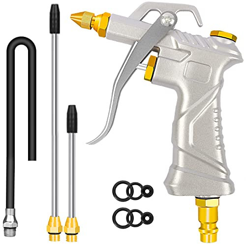 NANHONG Air Blow Gun - Air Compressor Accessories Nozzle Duster Air Tools Cleaner, with 1 Blow Nozzle & 3 Air Flow Extension, Air Tools for Compressor Professional Duster Cleaning Tool (Silver)
