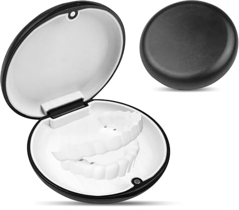 Avesteir 2 PCS boite appareil dentaire, boîte gouttiere dentier, boite aligneur, boîte de rangement pour prothèses, boite goutiere dent portable, etui pour dentaires facile à nettoyer (Noir)
