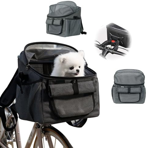 Tefola Fahrradkorb für Haustiere,3 IN 1 Faltbar Hundekorb für Einkaufen und Outdoor-Aktivitäten, Atmungsaktive hundefahrradkorb für Katzen und kleine Hunde-Maximale Tragfähigkeit 5 kg