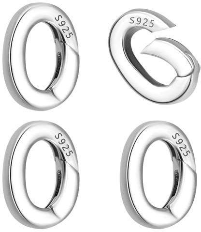 PH PandaHall 4 Stück Sterling Silber Spring Gate Ringe Ovaler Federverschluss Metall Spring Gate Ringe Federring Verbindungsverschluss Halskette Enhancer Shortener Verschluss Für Schmuck
