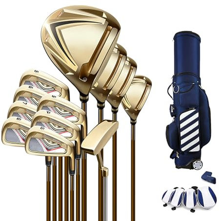 Ensemble de Clubs de Golf pour Adultes droitiers, Paquet de 12 Clubs de Golf complets, avec Sac de Support, Manche en Carbone, Excellent Cadeau de Golf pour Hommes et Femmes