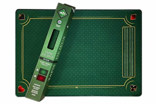 MTJ - Tapis Belote de Luxe Galonné - 60x40 cm - Matière Jersey Néoprène - Fabrication Française (Vert)