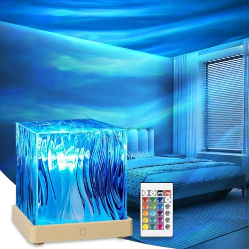 Luminorthe Cube Lamp Ocean, 18 Colors Northern Lights Projector with Remote, 30 Lighting Modes Ocean Wave Projector Light Galaxy Projector, Ambient Lighting Room Decor Water Light for Teen Girls