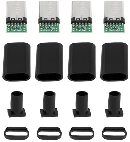 OTOTEC 10 Set Di Kit Di Connettori USB-C A 4 Pin Connettore Maschio Fai Da Te Di Tipo C Connettore Maschio USB 3.1 Con Alloggiamento Di Tipo C Kit Di Saldatura Per Scheda PCB Di Tipo C Nero