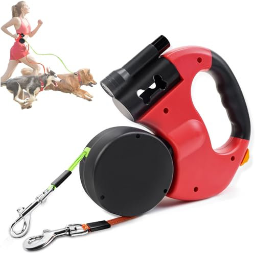 CHRI Hundeleine Doppelleine für 2 Hunde Rollleine Hundeleine 3m mit LED Licht für kleine Hunde bis zu 10kg Gewicht