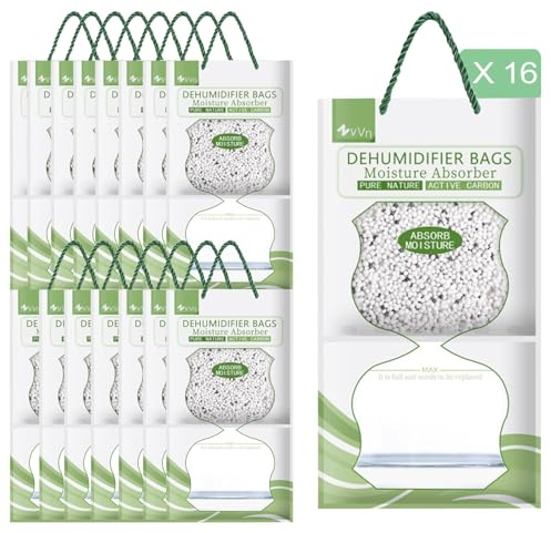 Bolsas Antihumedad Armarios,Set 16 Pzas de 100g Protección Contra Olores y Moho,Bolsas Antihumedad para Armario, baño,Wardrobe,Coche(Verde)
