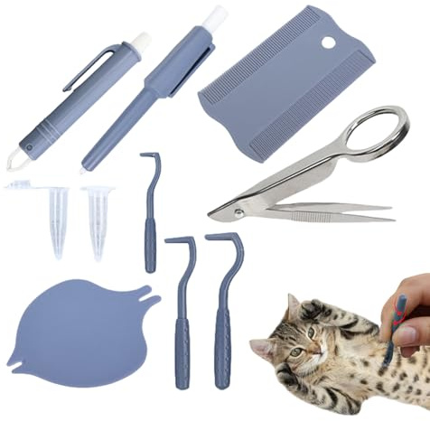 Extractor de garrapatas de acero inoxidable para eliminar garrapatas, herramienta removedora de pulgas para cachorros, juego de extractor de pulgas y garrapatas ergonómico multifuncional, kit de