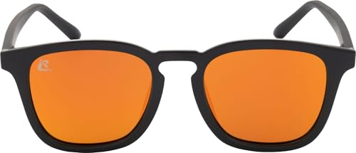 Cressi Riviera Sunglasses Black/Mirrored Lens Orange - Occhiali Sportivi da Sole Polarizzati Uomo Donna Ideali per Ambienti Acquatici e Nautica, Montatura TR90 Nero, Lenti TAC Arancio a Specchio