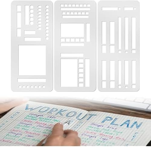 Set de 3 Plantillas Reutilizables para Pintar y Dibujar – Stencil Plástico Flexible para Bullet Journal, Agenda y Diario – Plantillas de Letras y Números, Plantilla para Scrapbooking, Álbumes