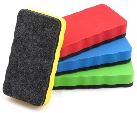 4Pcs Whiteboard Eraser Magnetic,4 Colors EVA White Board Rubber,Magnetic Whiteboard Eraser with Thick Felt Pad,Heavy Duty Erasers for Home Office Classroom（10.7x5.5x2cm）