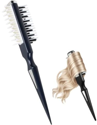 Pettine per acconciature Spazzola volumizzante per cotonare Riccioli doppi lati Spazzola per definire districante con punta appuntita per styling capelli asciutti e bagnati Uomo Donna Nero