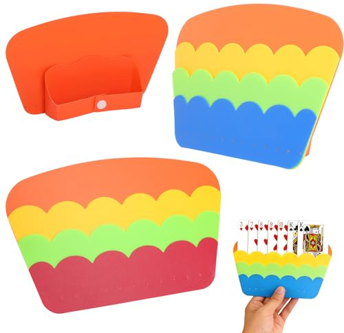 Porta Carte da Gioco 2 Pezzi Reggi Carte da Gioco a 3 Livelli Pieghevole per Famiglie e Bambini Porta Carte Gioco da Tavolo Mains Libere
