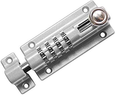 RESET-008 Perno de cerradura con combinación de 4 dígitos, Cerrojo de seguridad para puertas, Contraseña personalizable, Plata