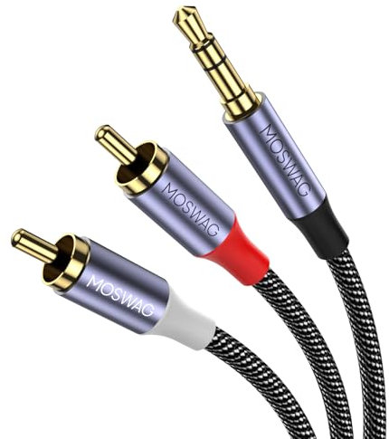 MOSWAG Cinch Kabel Cinch auf Klinke 3.3ft/1M, Audio Aux 3,5mm Klinke zu 2 Chinch RCA Y für MP3, Tablets, Stereoempfänger, Auto, Lautsprecher, HDTV usw