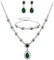 Clearine Statment Schmuckset Damen Hochzeit Cubic Zirkonia Tropfen Y-Halskette Kette, Armband und Ohrhänger Set Smaragd-Grün Silber-Tone