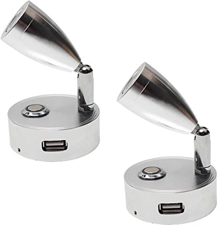 JUTTAUTO 12V LED Spot Reading Lights with USB, ON/OFF Touch Dimmable Switch Campervan Interior Lights 3200K Bedside Wall Lamps Van Lighting For Caravan Motorhome