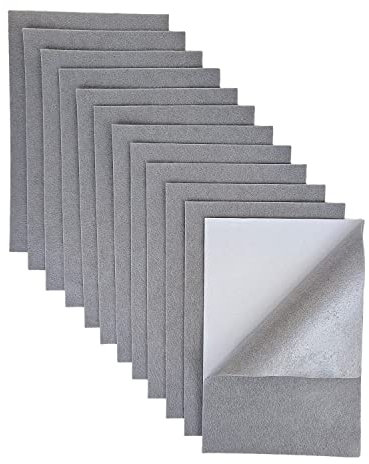 Jtnohx Selbstklebender Filz Platten, 1,4mm Filzstoff Selbstklebend, 12 Stück Klebefilz für Handwerk, 20x30cm Weiche Filzblätter für DIY-Projekte(grau)