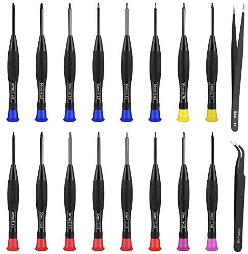 18-in-1 Schraubendreher Set, Kleine Magnetische Präzisions Schraubenzieher Werkzeug Set, Feinschraubendreher für Uhrmacherwerkzeug, Feinmechaniker Brillen Uhren Feinwerkzeug