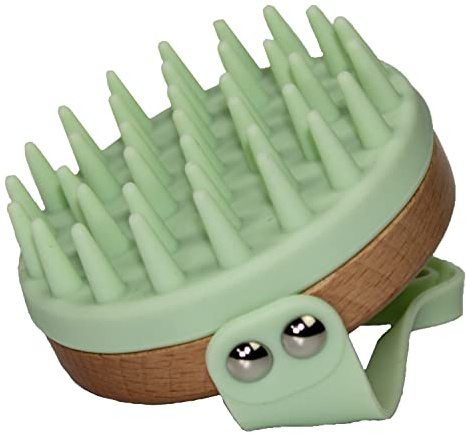 Bodylife Home Scalp Massager Shampoo Brush Soft Silicone Bristles For Hair & Scalp Care Green