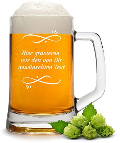 Maßkrug 0,5 Liter personalisiert - Bier-Glas für Papa - Vatertagsgeschenk Fußball - Bierseidel mit Gravur - Geschenk-Idee Papa - Männer Geschenke - Jubiläum, Geburtstag, Weihnachten