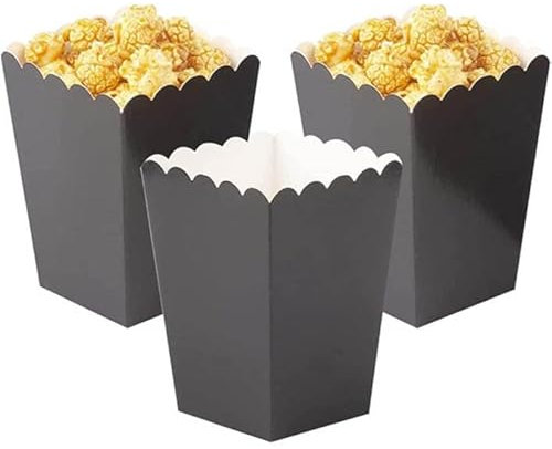 Boîte à pop - corn ouverte noire Set de 36 boîtes à pop,corn préférées boîte en carton bonbons conteneur fête boîte à pop,corn fête anniversaire théâtre fête à thème soirée cinéma(hauteur-4,6 pouces)