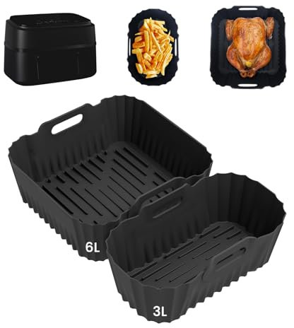 Air Fryer Liners Silicone for Philips Dual Basket Airfryer NA350-3000 Series 6L/3L, Airfryer Inserts, Reusable Instead of Airfryer Baking Paper Parchment Paper