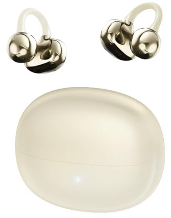 Auriculares Inalámbricos Bluetooth 5.4, Diseño de Oído Abierto, HiFi Estéreo, IP5, Controlador Magnético Dual, 65H de Reproducción, Auriculares cancelacion Ruido Activa para Running Sport,Blanco