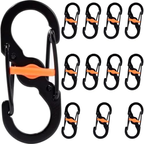 Confezione da 12 moschettoni a S in acciaio inox, mini moschettoni a forma di S, per alpinismo, escursionismo, equitazione