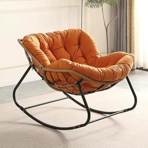 YUANYINSM Papasansessel für den Außenbereich, übergroßer Outdoor-Schaukelstuhl mit dickem Kissen, Indoor-Ei-Wippen-Lounge-Stuhl, Terrassenstühle für Veranda, Garten, Wohnzimmer, Schlafzimmer