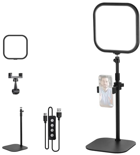 NEEWER Basics 10.8 Video Conference Lighting with Desk Stand & Phone Holder, 15W Bi Color Edge Lit Full Screen Light CRI95+ for Computer Laptop Webcam Zoom Calls Streaming