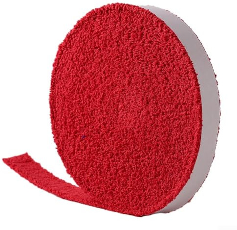 Yuanpgky Poignée de raquette de badminton de 10 m pour raquette de tennis et de squash, poignée en coton avec absorption améliorée de la transpiration, confort antidérapant pour (rouge)