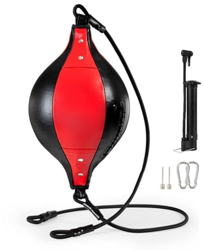 Sacchetto di Velocità, Palla di Riflesso da Boxe Sospesa Gonfiabile Uso Domestico Dotata Corda Elastica, l'allenamento di Reazione, Agilità e Coordinazione Occhio-Mano(Nero Rosso)
