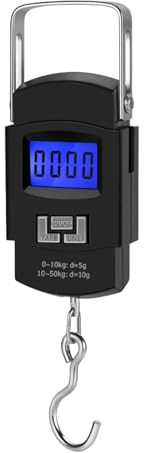 LUDHEP Bilancia per Pesci, Bilancia per Bagagli 110lb/50kg, da Appendere con Display LCD Retroilluminato, per Valigie con Grande Maniglia, Bilancia Postale Digitale