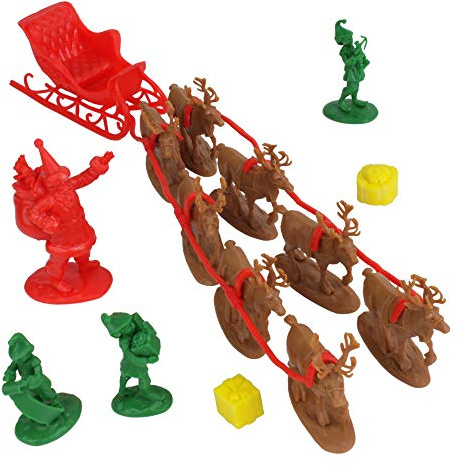 LOD Santa’s Christmas Delivery - 15pc Plastic Sleigh and Figure Boxed Playset