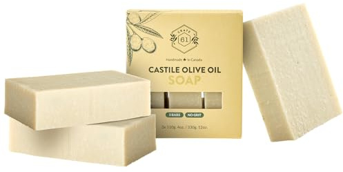 Crate 61, Handmade Vegan Natural Bar Soap Cold Pressed For Face And Body, With Premium Essential Oils, Eucalyptus & Peppermint For Men And Women 3 Pack (Castile)