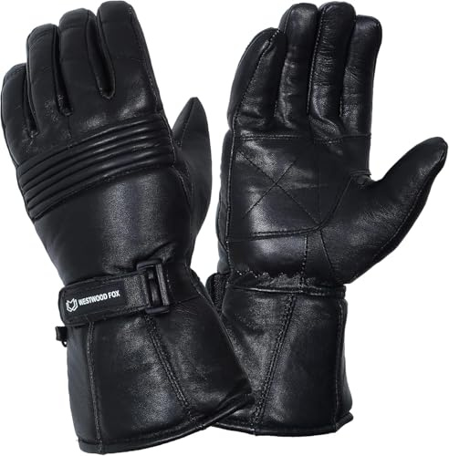 WESTWOOD FOX Thinsulate Thermal Motorbike Motorcycle Leather Gloves Waterproof Winter Summer, M, Black
