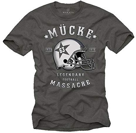 Makaya Vintage T-Shirt - MÜCKE 63 - Tee Shirt Football Americain Homme Gris Foncé L