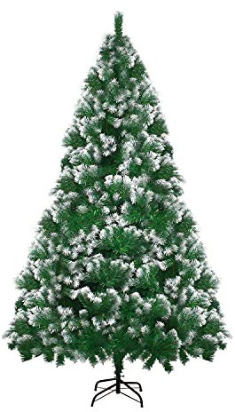 LOKIPA Artificial Christmas Tree,Snow Flocked Christmas Tree with Snow Effect Tips and Christmas Tree Metal Stand（Green with snow，6ft）