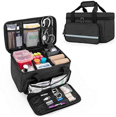 CURMIO Borsa Medica Vuota, Borsa Infermiere Domiciliare, Kit Pronto Soccorso per Visite Domiciliari, Assistenza Sanitaria o Viaggi, Nero (in Attesa di Brevetto)