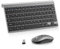 Mini Wireless Keyboard and Mouse, PINKCAT 2.4G Ultra-Thin Keyboard and Ergonomic Silent Mouse Set with 12 Multimedia Shortcuts for Computer, PC, Laptop, Tablet, Desktop, Android Smart TV (Gray)