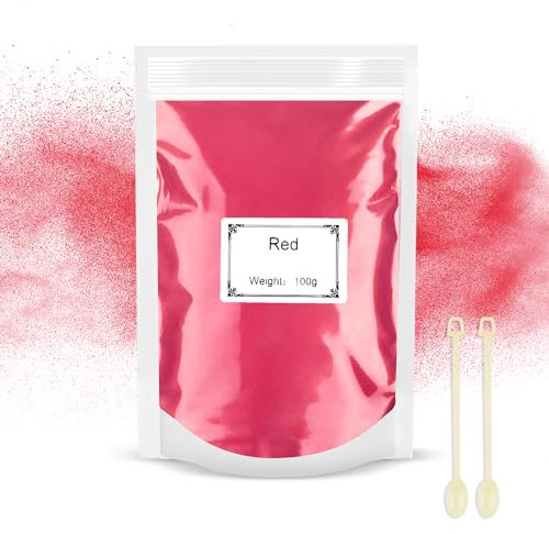 100g Polvere di Mica Metallica, Pigmenti Coloranti Naturale Colori per Epoxy Resin Art, Sapone, Slime, Candele, Bomba da Bagno, Cosmetici, Pittura, Feste (Rosso)
