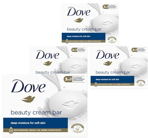 Dove Orginal Beauty Cream Bar 3 in 1 Cleanses, Moisturises and Nourishes Sulphate-Free Bath Soap for Soft and Smooth Skin, Suitable for Daily Use, 90g (Buy 12)