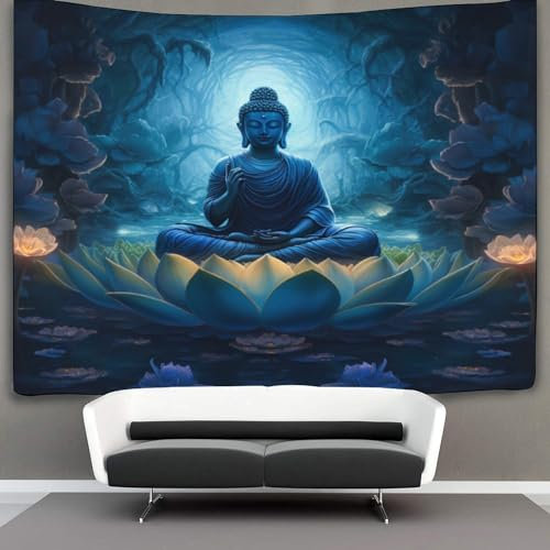 KKPBHTYVG Le Bouddha 3D Effet Tapisserie DécoSourision Murale Tissu Pour Chambre Salon Collège Dortoir Tenture 100cmx150cm