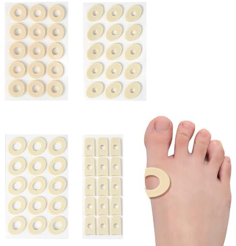 WMUVAZA Cojines de maíz, 120 Piezas cojín de maíz de espuma para el pie, almohadillas de callo para reducir el frotamiento para aliviar el dolor, dedos de los pies pies y talón