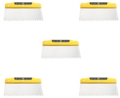 5 Set Drywall Trowel Notched Spreader Plastering Toothed Spatula Plastering Trowel 200mm, Yellow Black