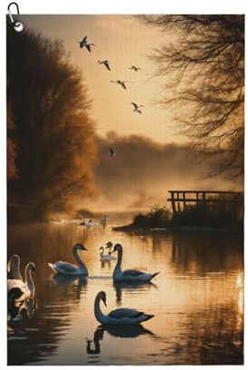 SSIMOO Hunting Flying Wild Ducks Serviette de golf à usage général, accessoire de golf personnalisé pour homme, absorbant et polyvalent