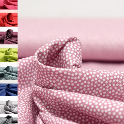 MAGAM-Stoffe Keno Tupfen Baumwollstoff Oeko-Tex Meterware 50cm (22. Weiß altrosa)