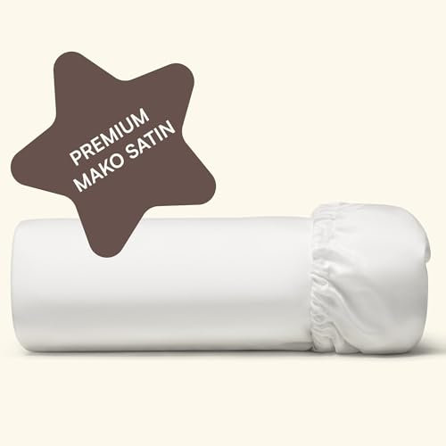 Amqua Spannbettlaken 200x200cm Baumwolle Weiß | Spannbetttuch für hohe Matratze bis 30cm Steghöhe| Premium Mako Satin Bettlaken | Spannbettlaken einfarbig | besonders weich| Niva